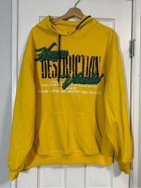 Men's Yellow Graphic Crewneck Hoodie Sweatshirt